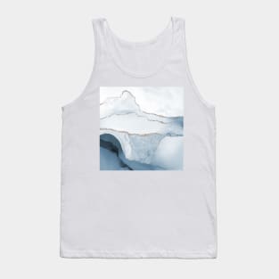 Watercolor Agate in Slate Blue Faux Silver Veins Tank Top